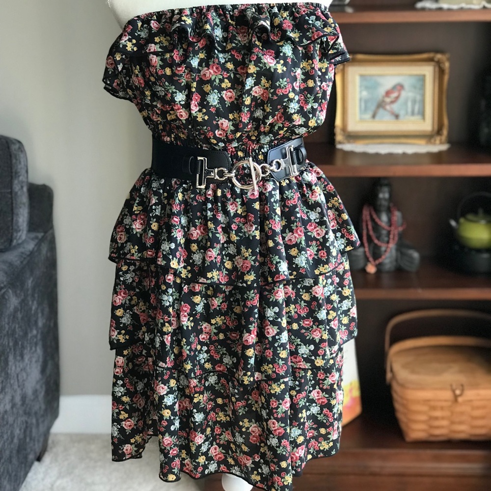 Deb Ruffled Strapless Floral Sundress Large - Picture 2 of 8
